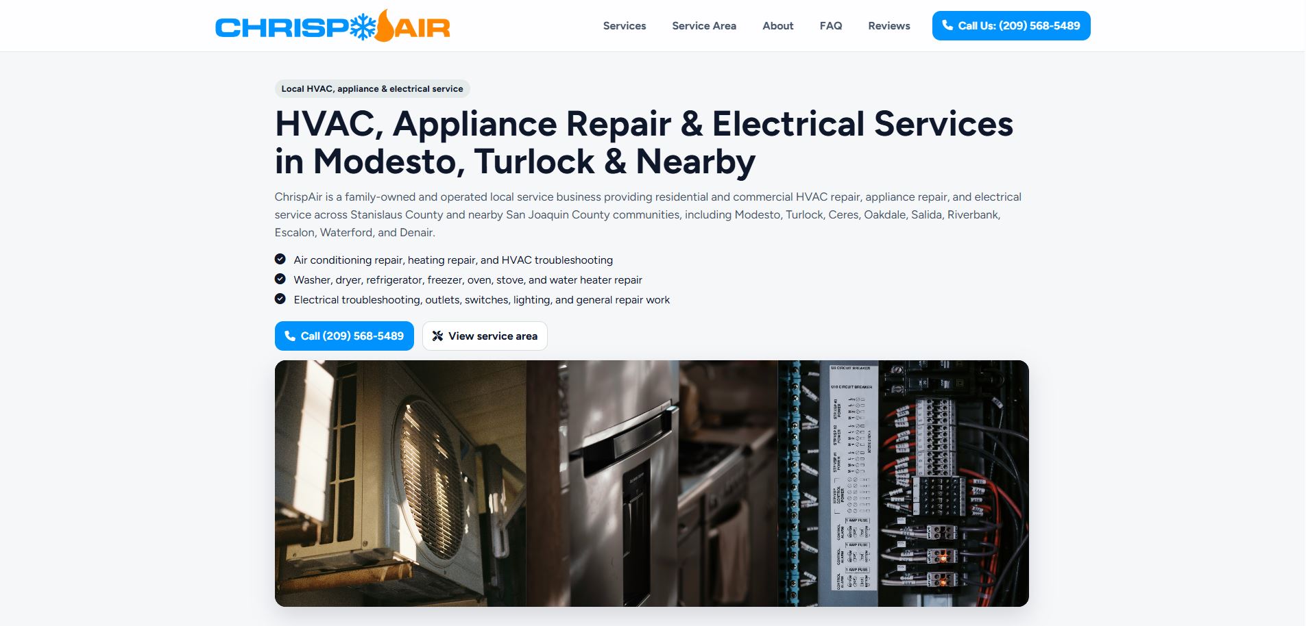 ChrispAir HVAC homepage screenshot