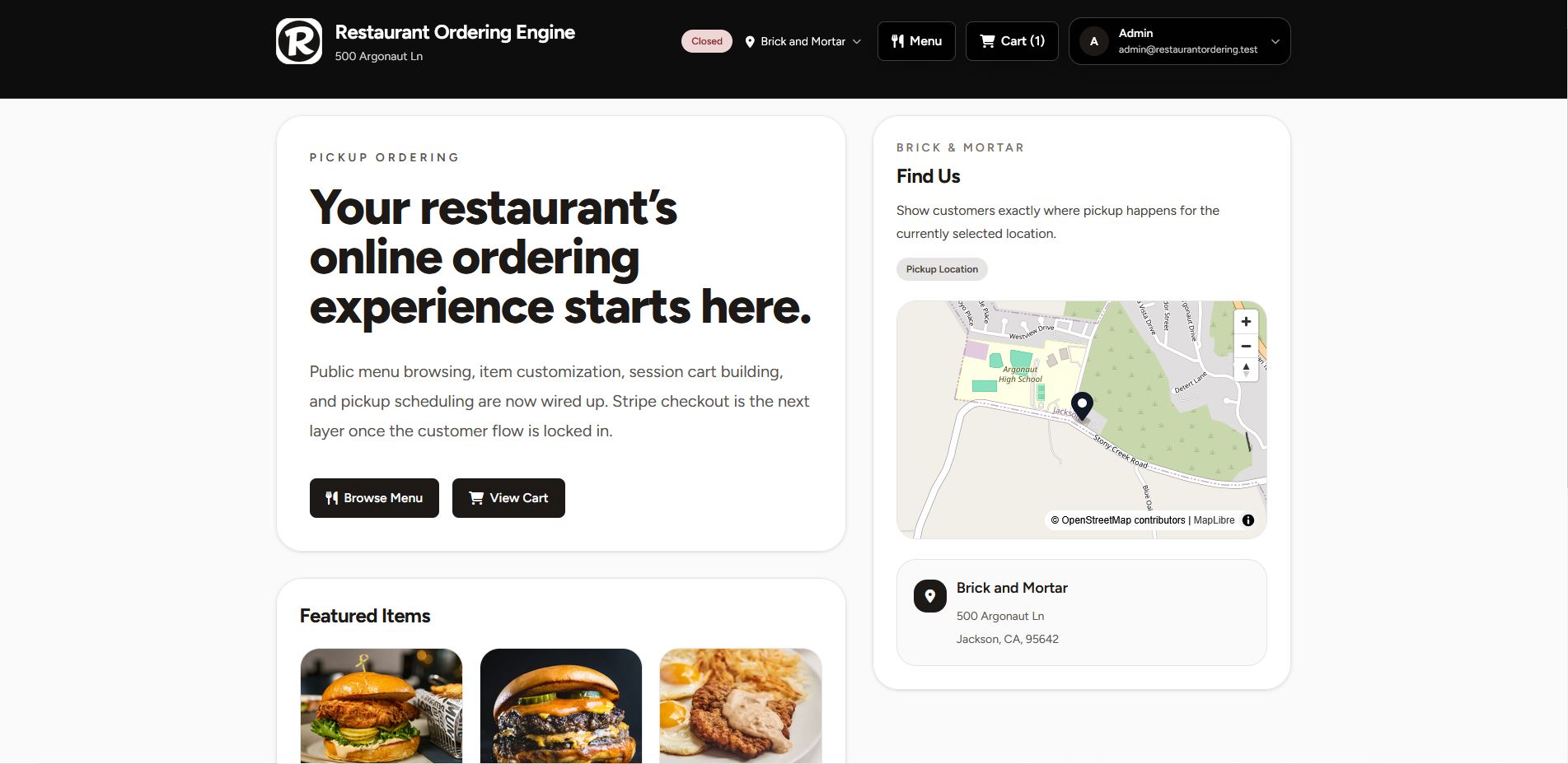 Restaurant Ordering Engine main screenshot